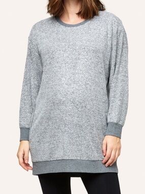 Nom Maternity Jo Nursing Sweater Heather Gray Long Sleeve Maternity Sweatshirt L